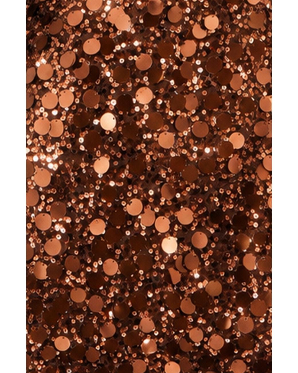 Yumi' Brown Big Sequin Tunic Dress