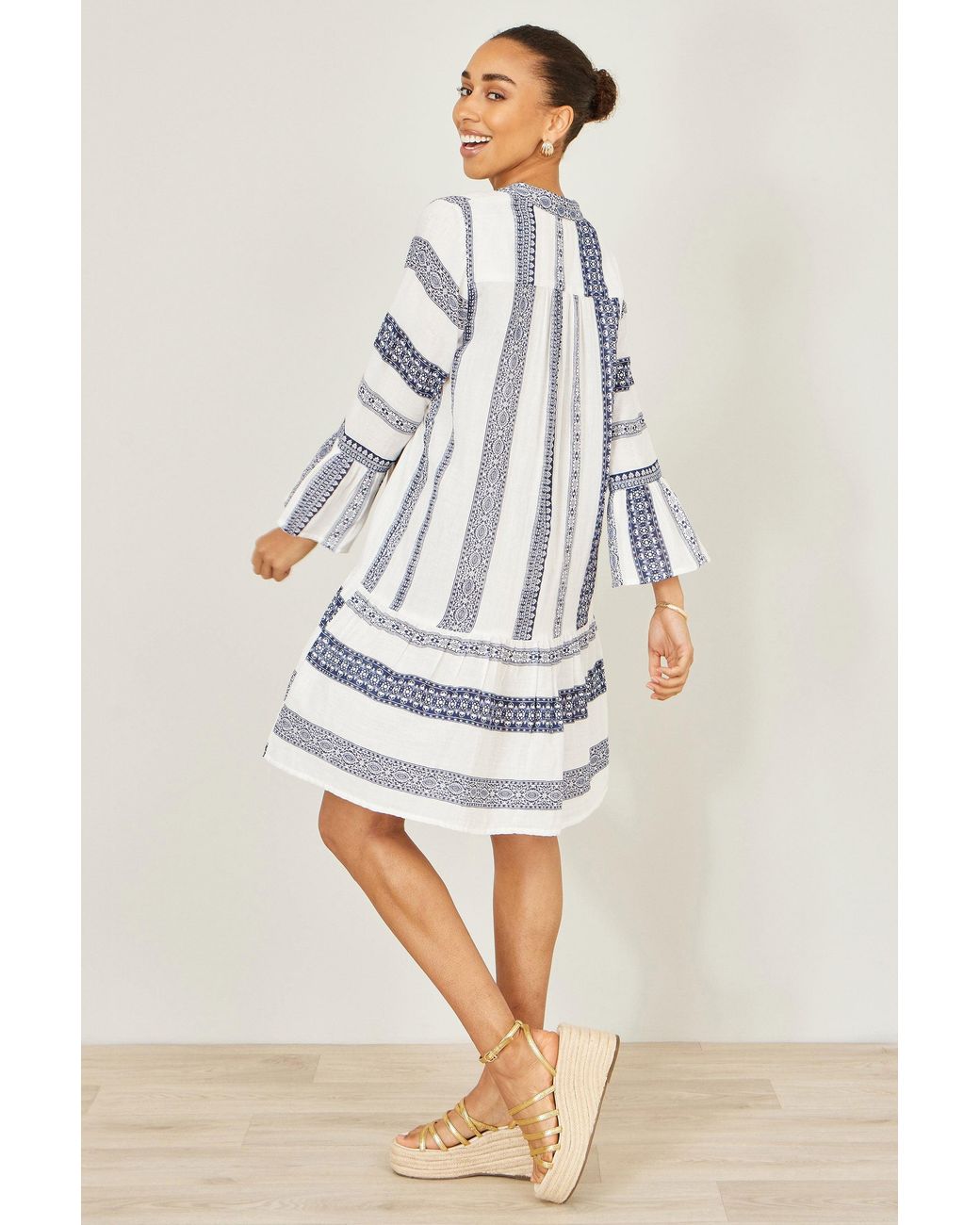 Yumi' White Cotton Stripe Tunic