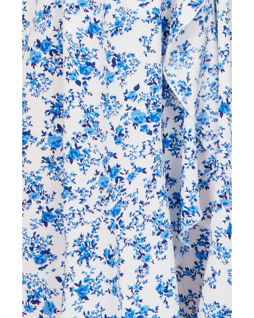 Yumi' Blue Floral Print Bardot Midi Dress With Dip Hem