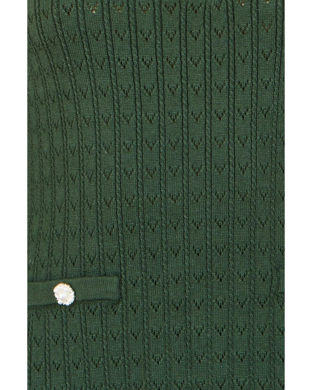 Yumi' Green Viscose Knitted Midi Dress With Buttons