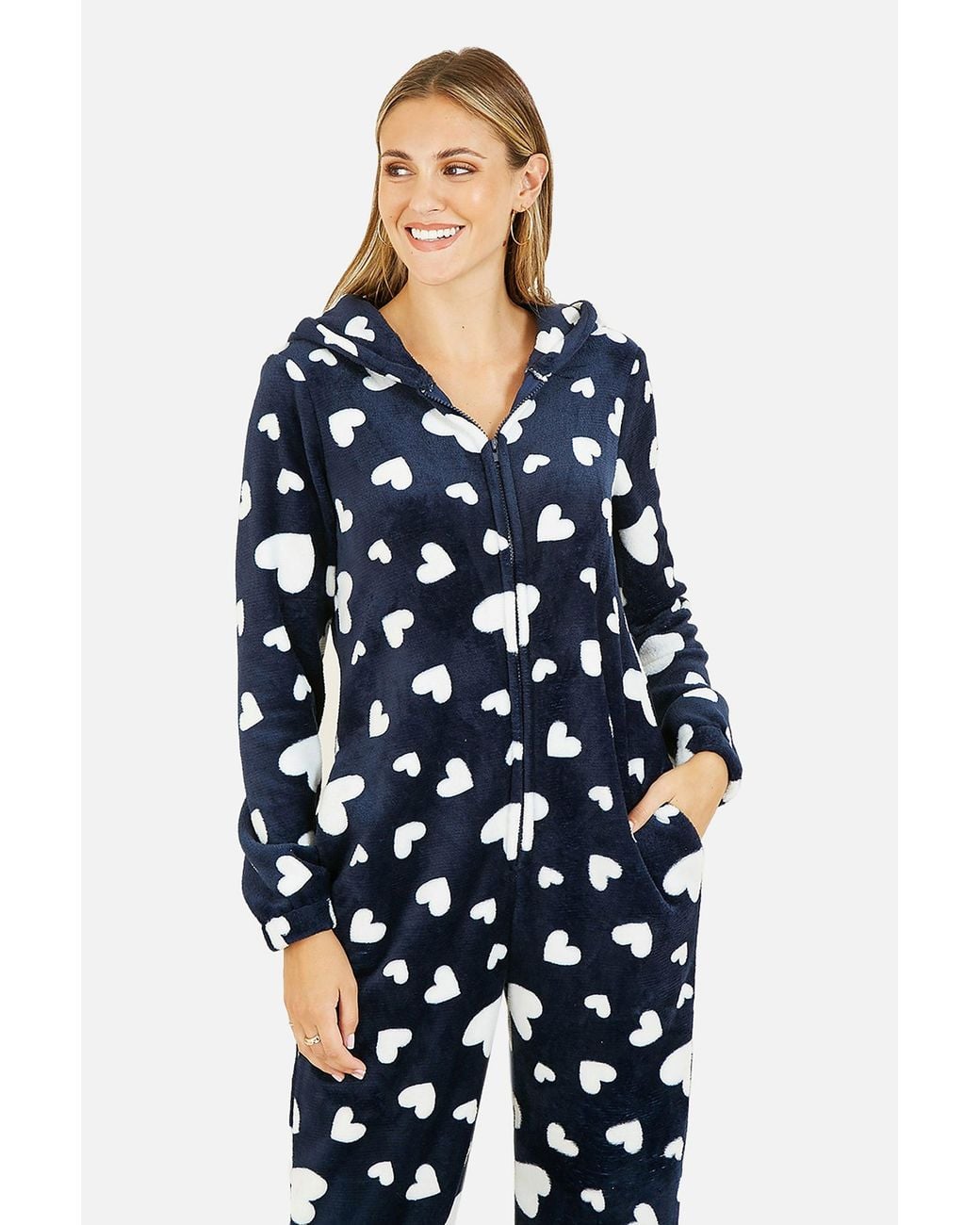 Yumi' Blue Heart Super Soft Onesie With Pockets