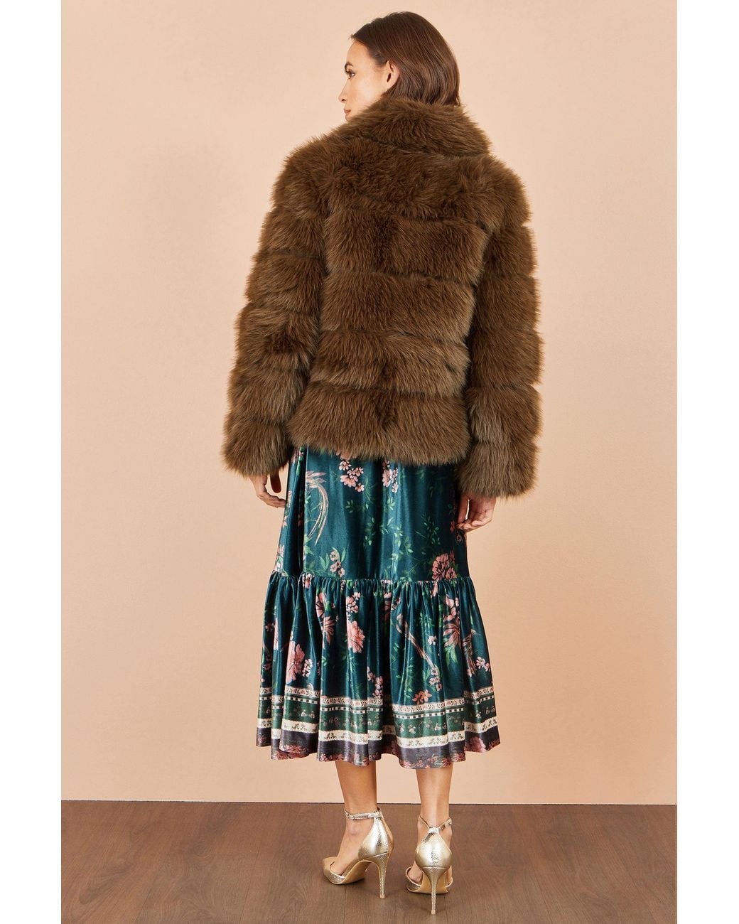 Yumi' Brown Luxe Faur Fur Coat