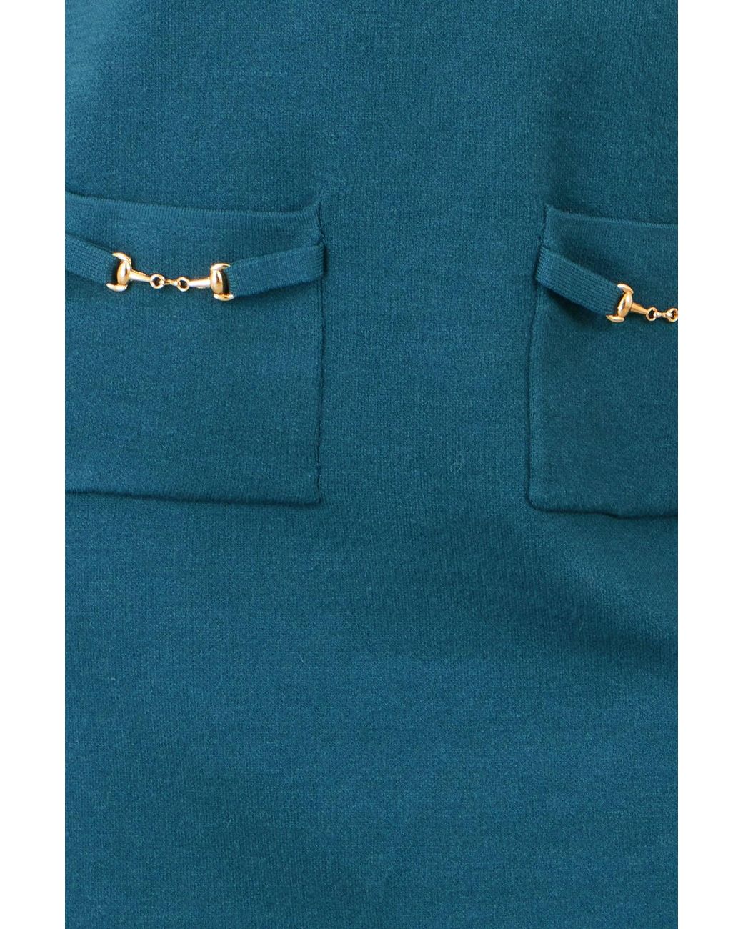 Yumi' Blue Knitted Tunic Dress With Hardware Details