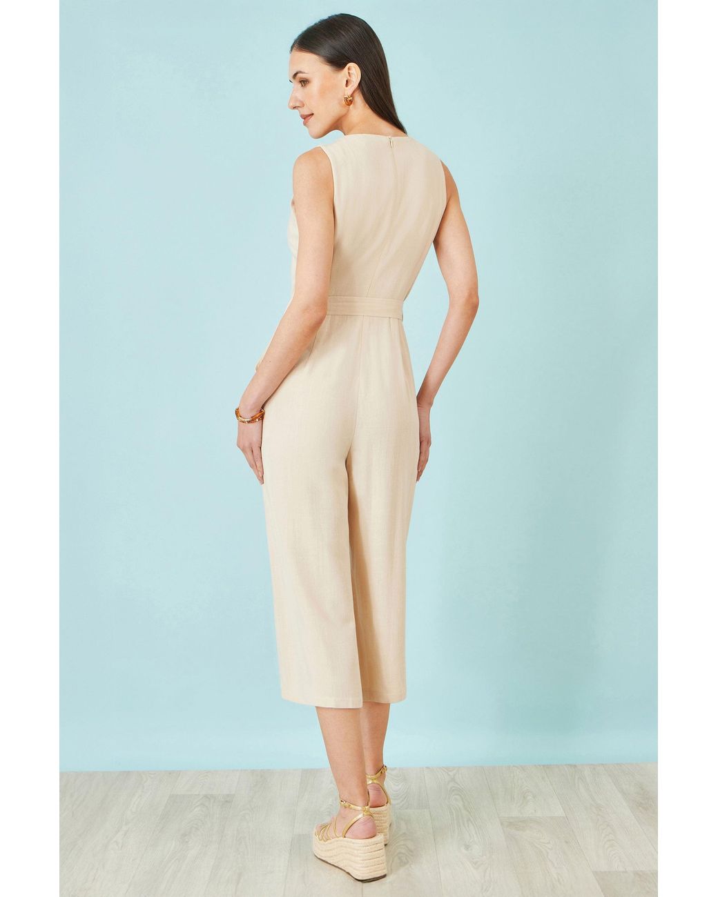 Yumi' Blue Viscose Culotte Jumpsuit