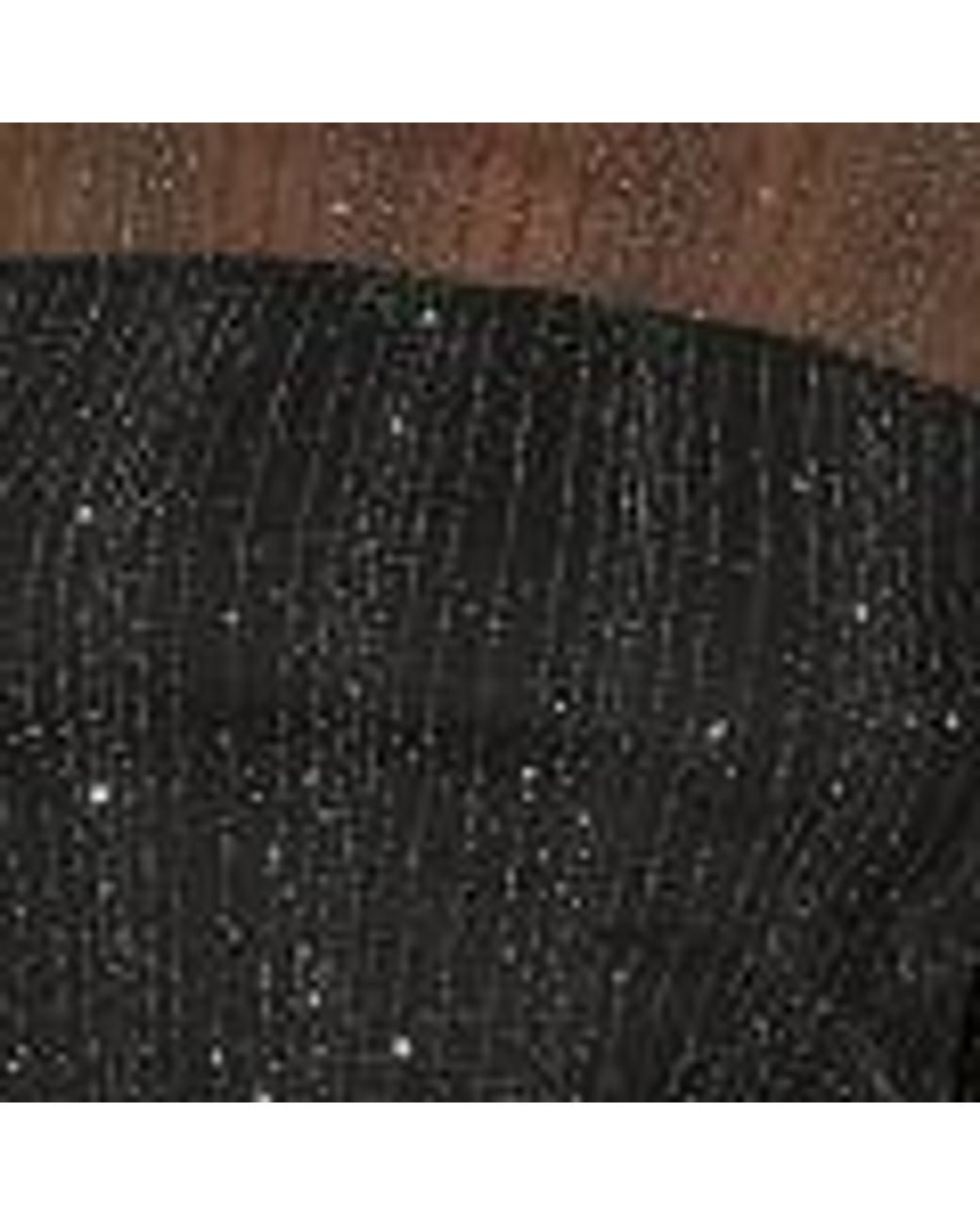 Yumi' Black Sparkle Print Mesh Stretch Fitted Top