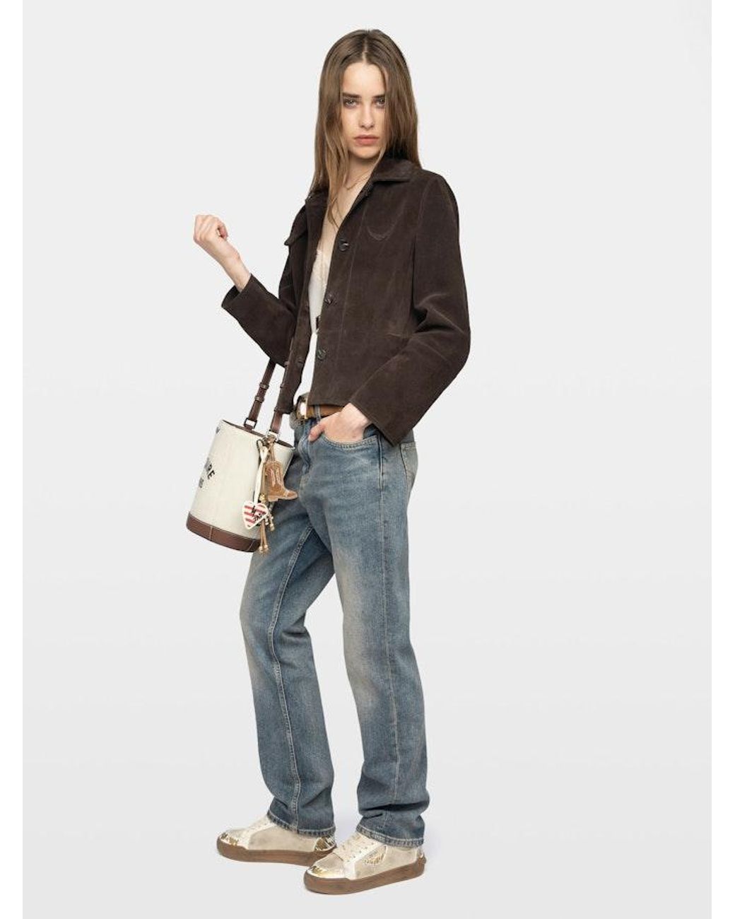 Zadig & Voltaire Black Lessa Suede Leather Jacket
