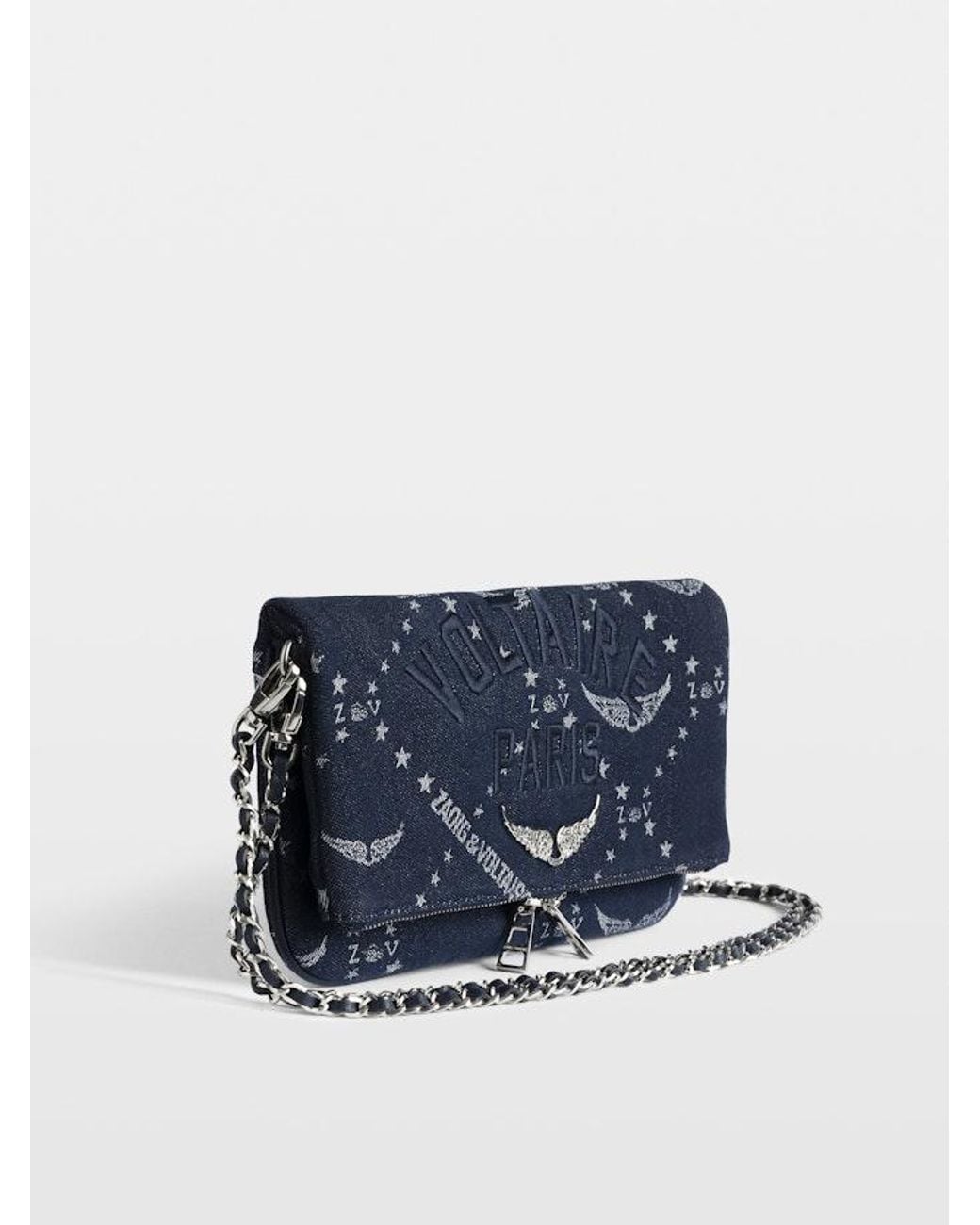 Zadig & Voltaire Blue Clutch Rock Denim Monogram