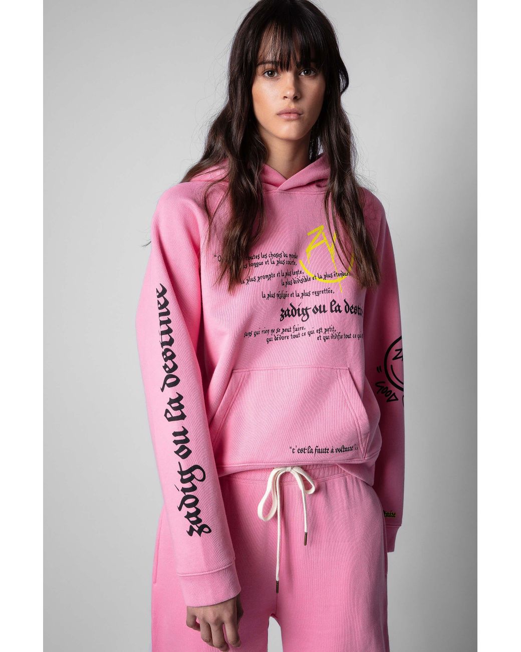 Zadig u0026 Voltaire Georgy Multicusto Voltaire Happy Sweatshirt in Pink | Lyst