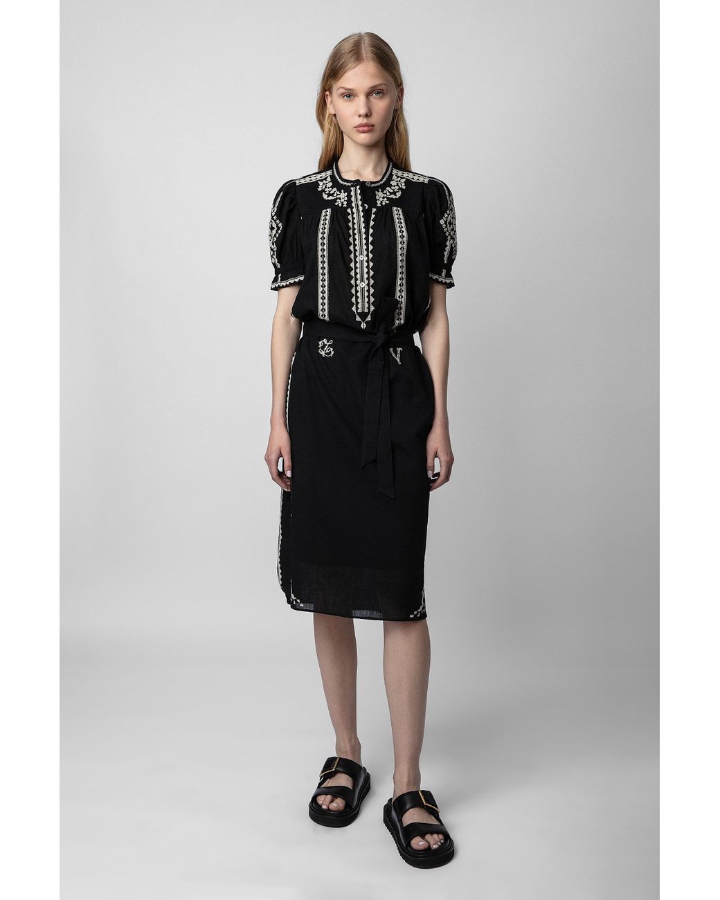 Robe Zadig & Voltaire à Imprimé Fleurs Roses Et Noires - Taille L - En Viscose - Occasion Très Bon état