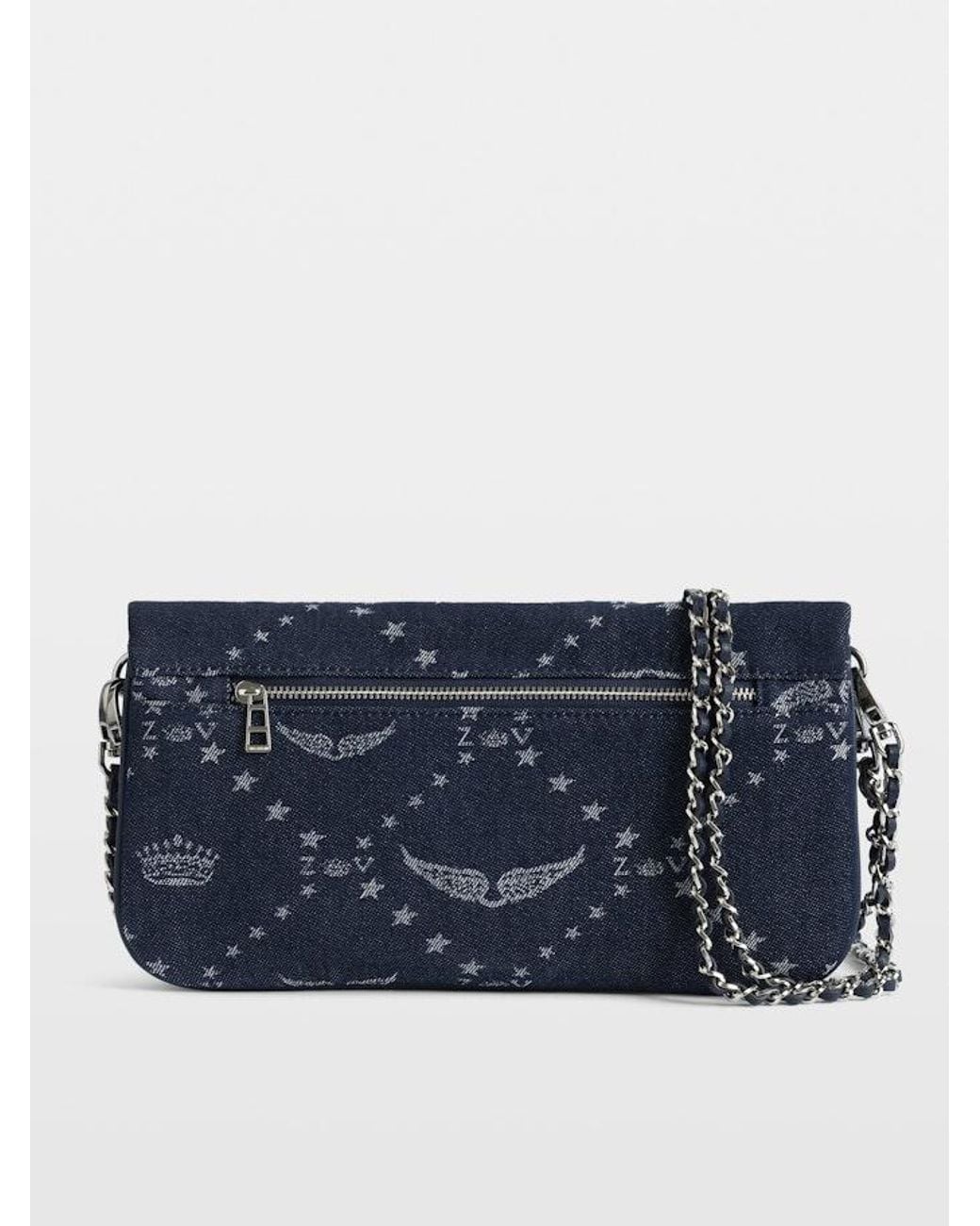 Zadig & Voltaire Blue Clutch Rock Denim Monogram