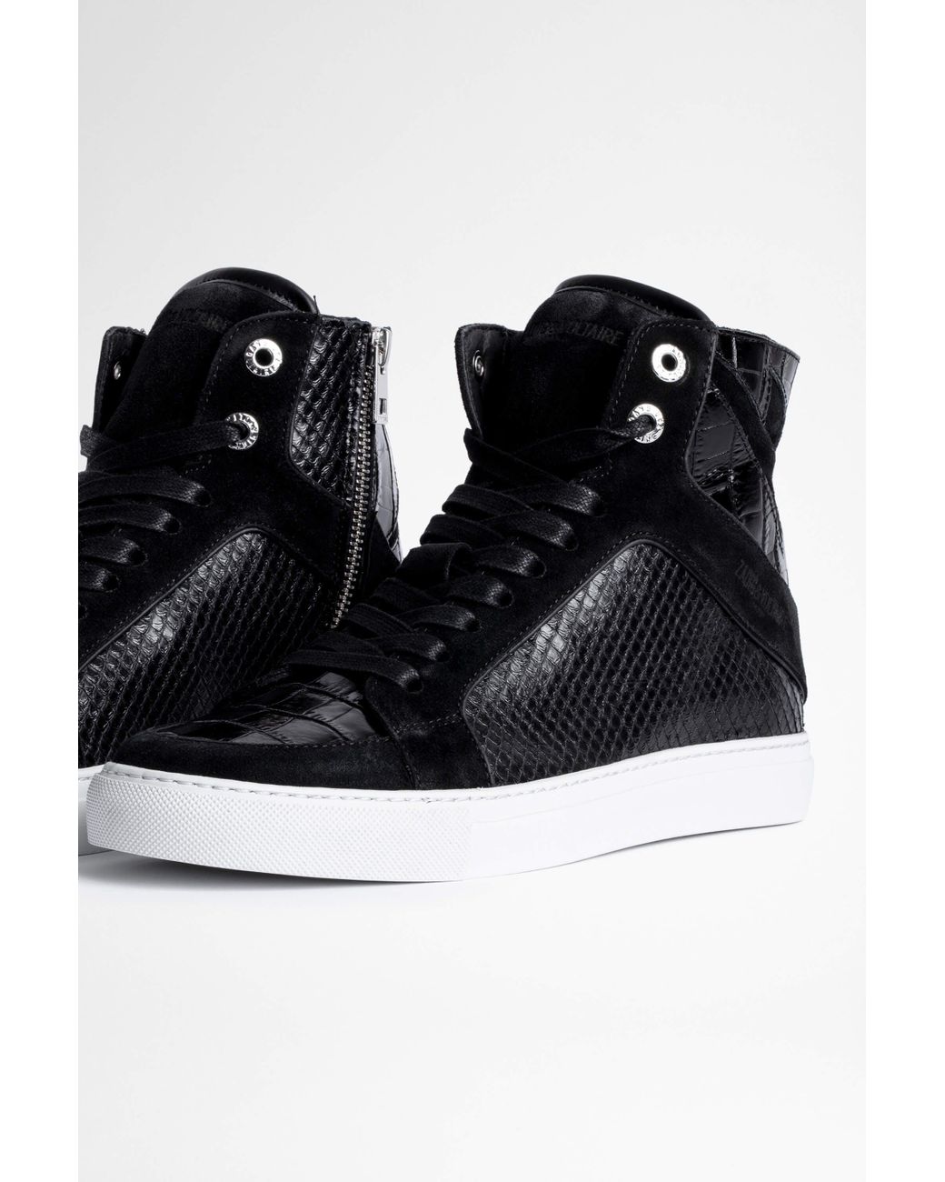 Zadig & Voltaire Zv1747 High Flash Keith Sneakers Leather in Black - Lyst