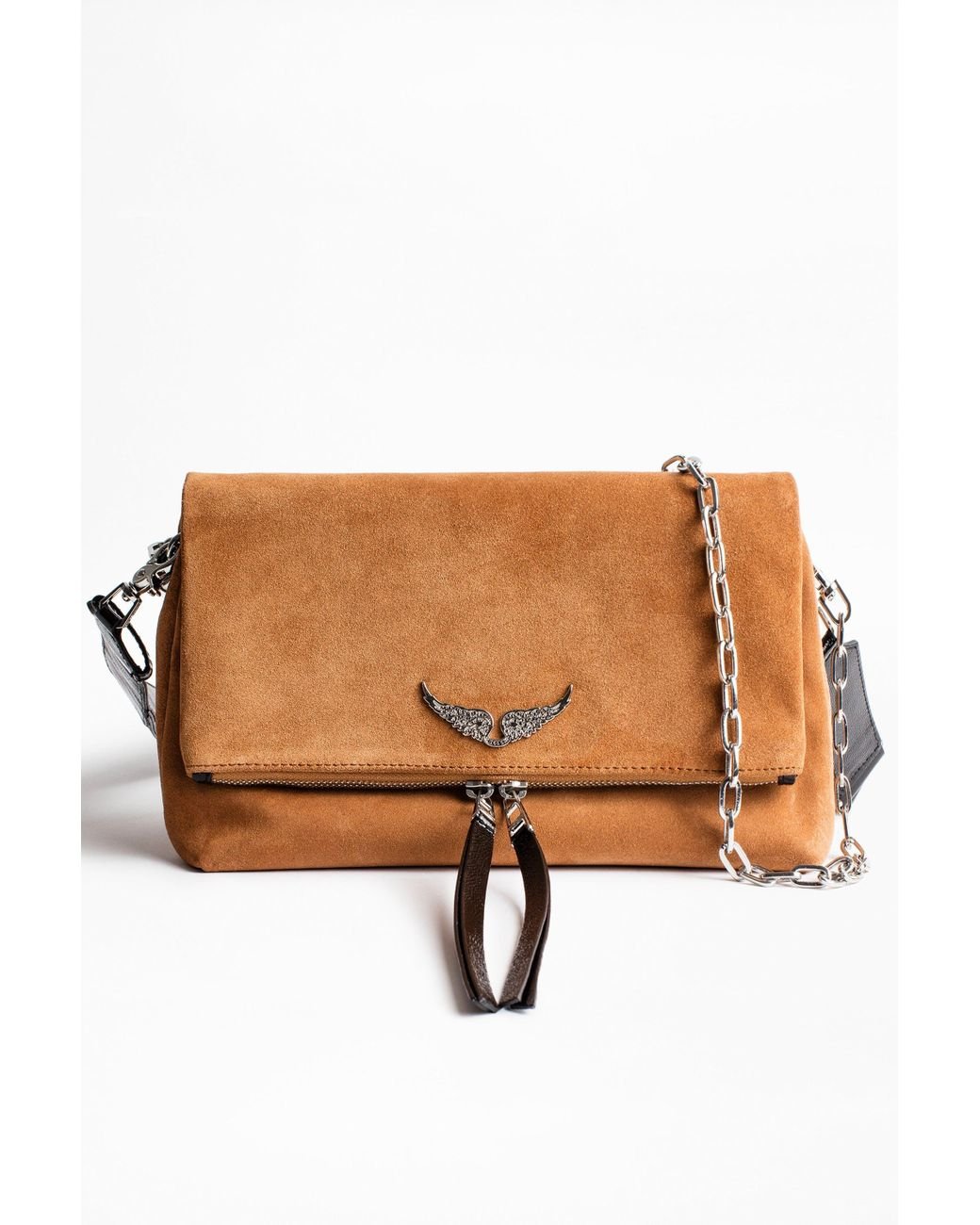 Zadig & Voltaire Rocky Suede Patent Bag in Brown Lyst