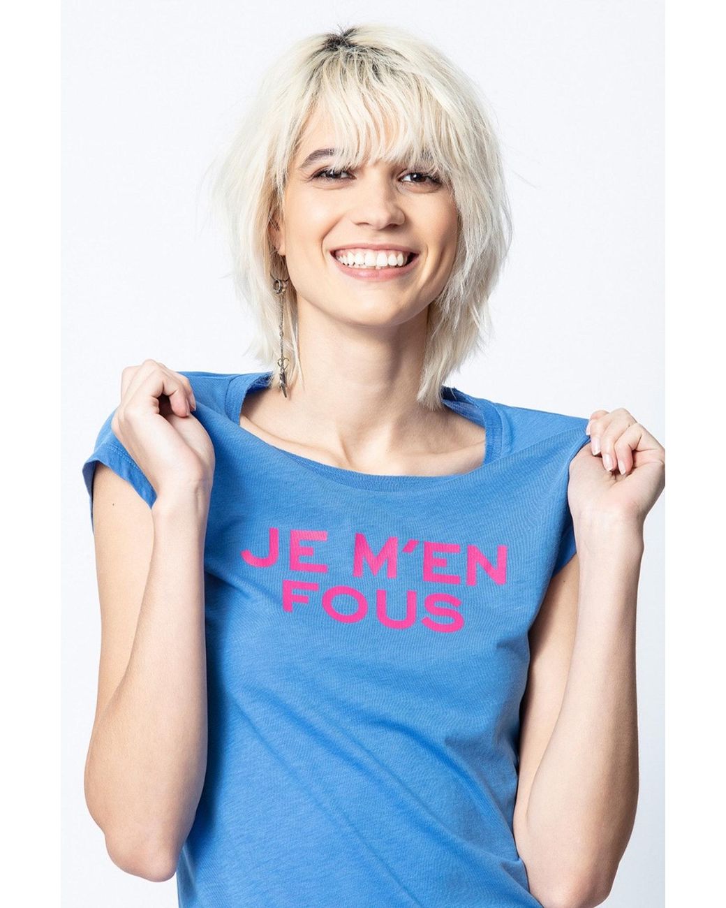 T-Shirt Skinny Je M'en Fous Zadig & Voltaire en coloris Bleu | Lyst