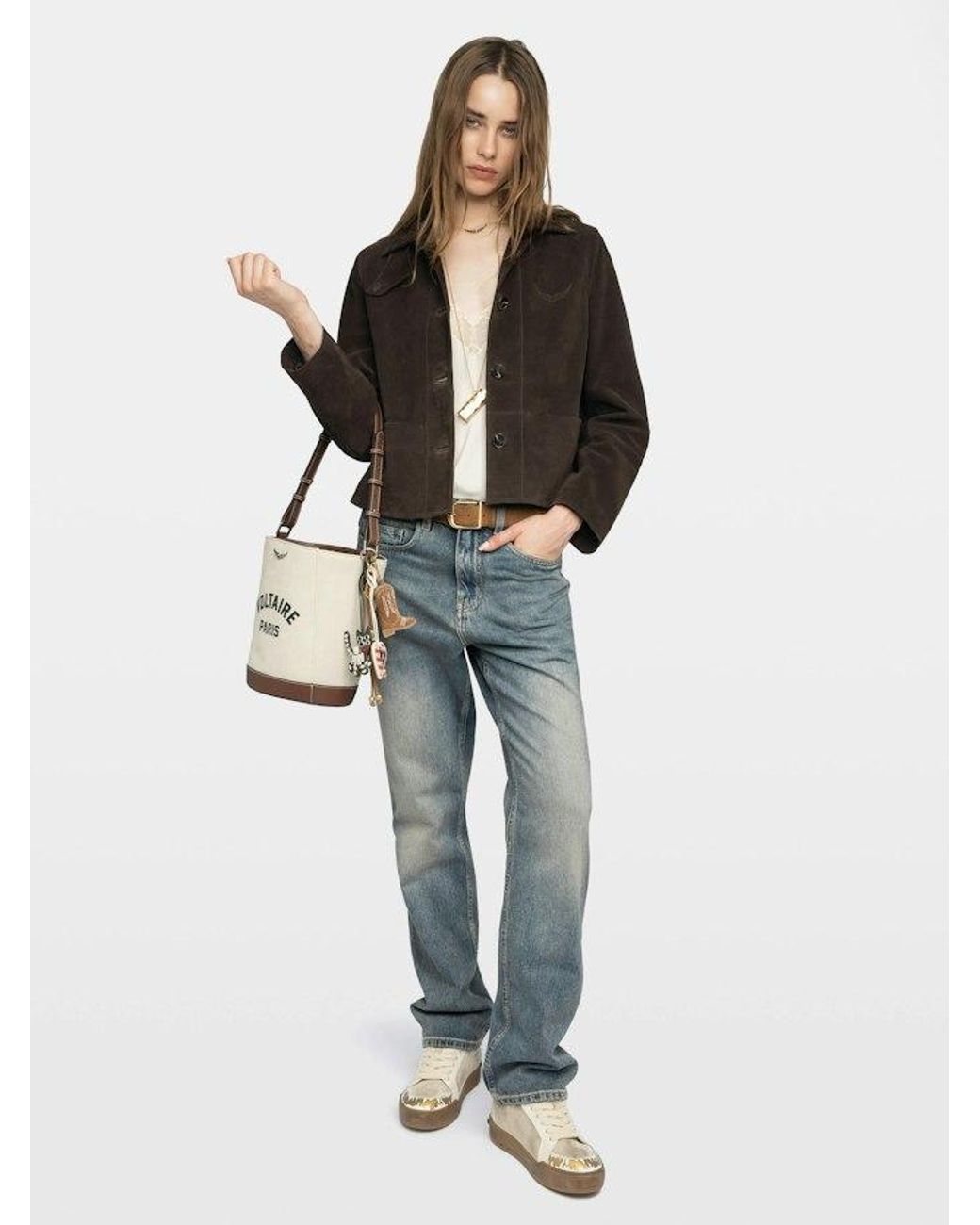 Zadig & Voltaire Black Lessa Suede Leather Jacket