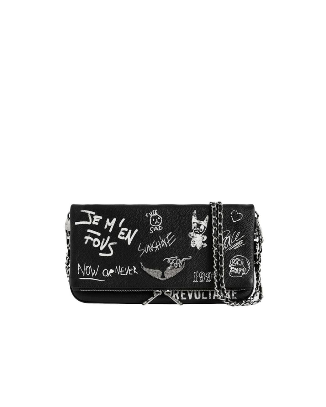 Zadig & Voltaire Black Rock Arty Tag Clutch