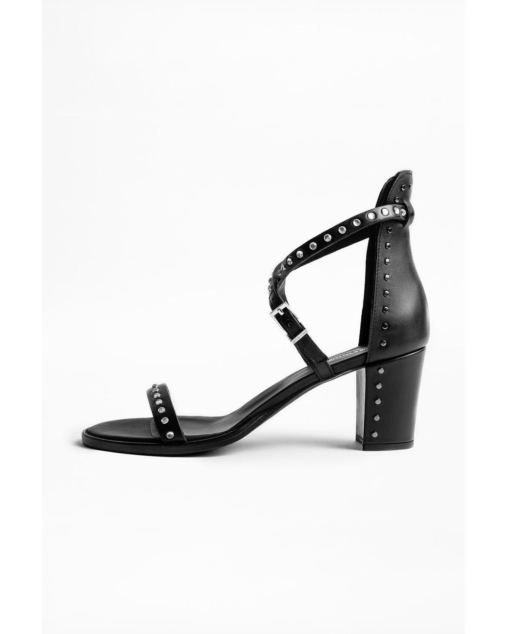 Zadig & Voltaire Leather May Studded High - Heel Sandals in Black | Lyst