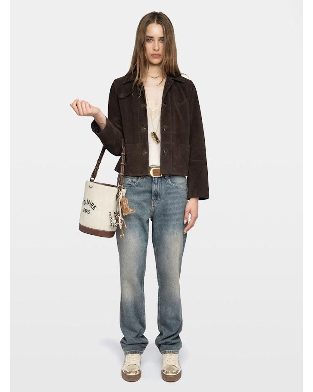 Zadig & Voltaire Black Lessa Suede Leather Jacket