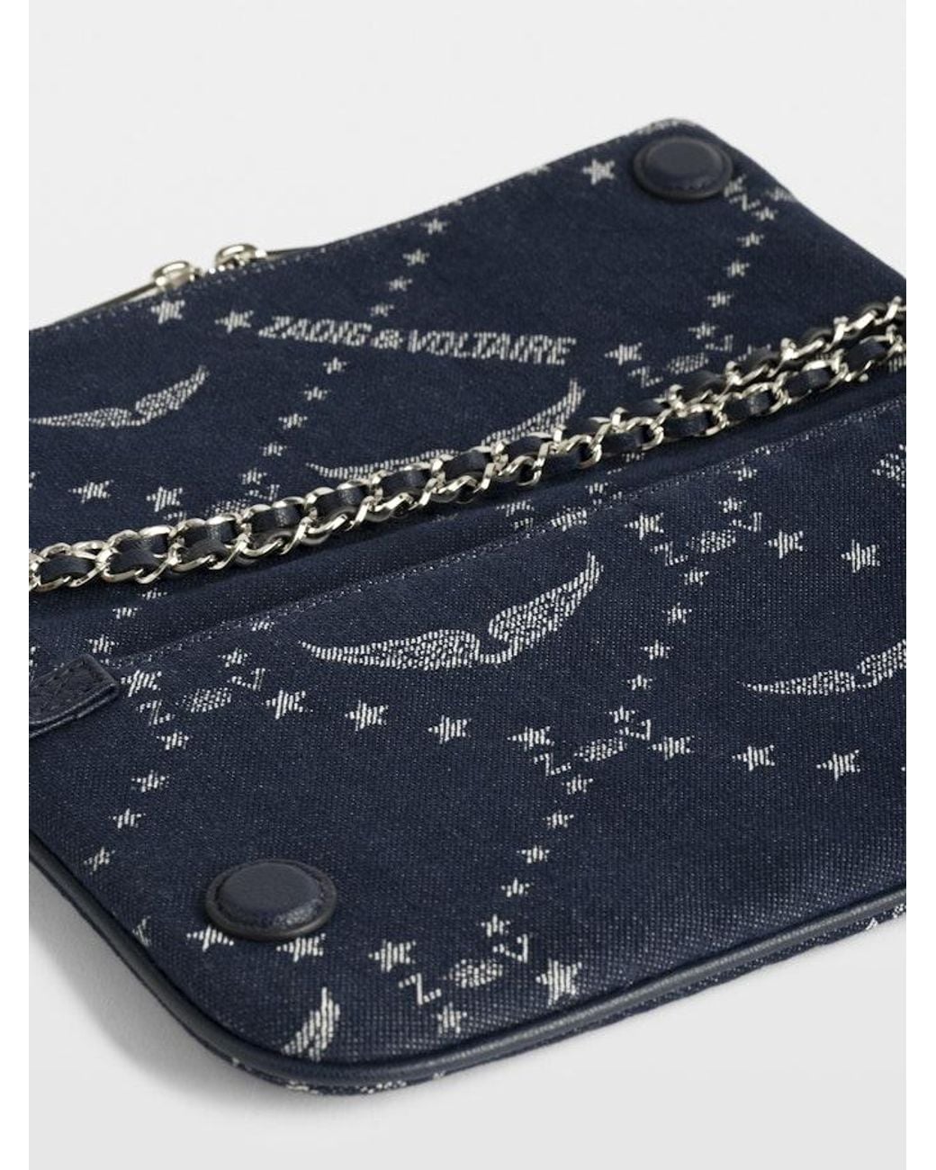Zadig & Voltaire Blue Clutch Rock Denim Monogram