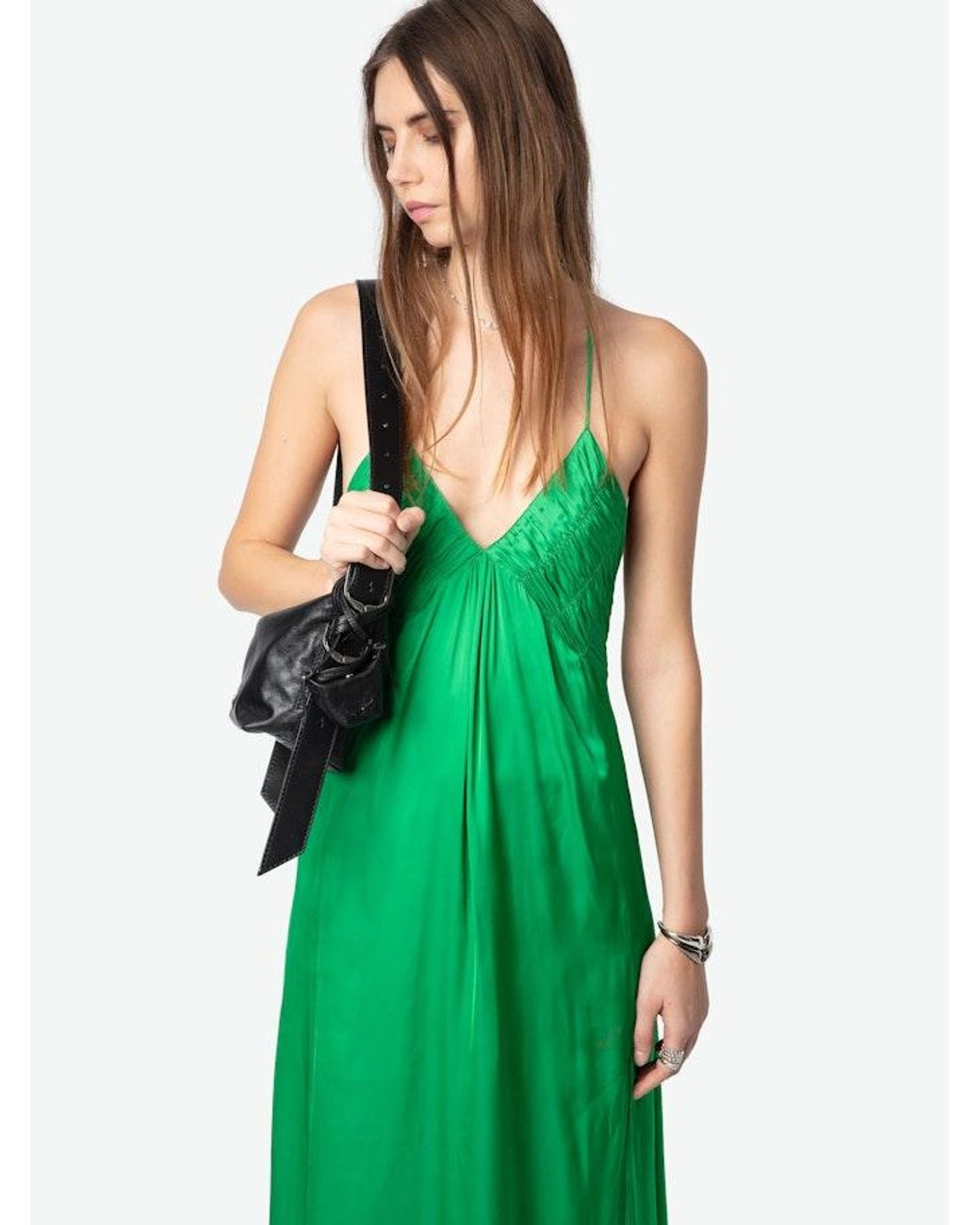 Zadig & Voltaire Satin Rayon Dress in Green | Lyst Zadig & Voltaire Satin Rayon Dress in Green | Lyst