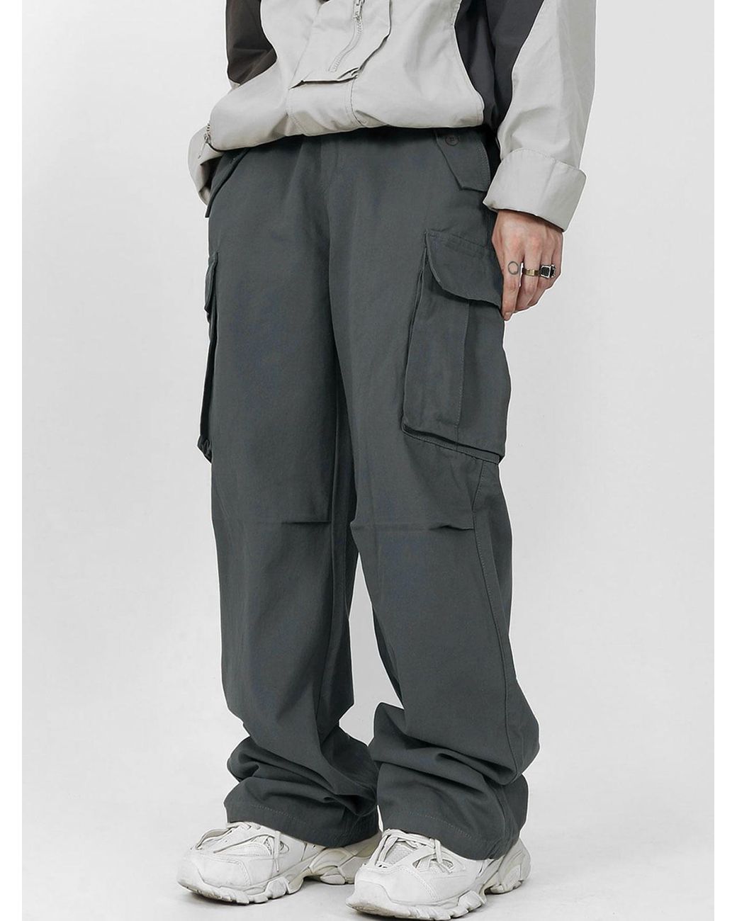 Zaful Streetwear Solid Color Straight Leg Loose Fit Multi-pockets
