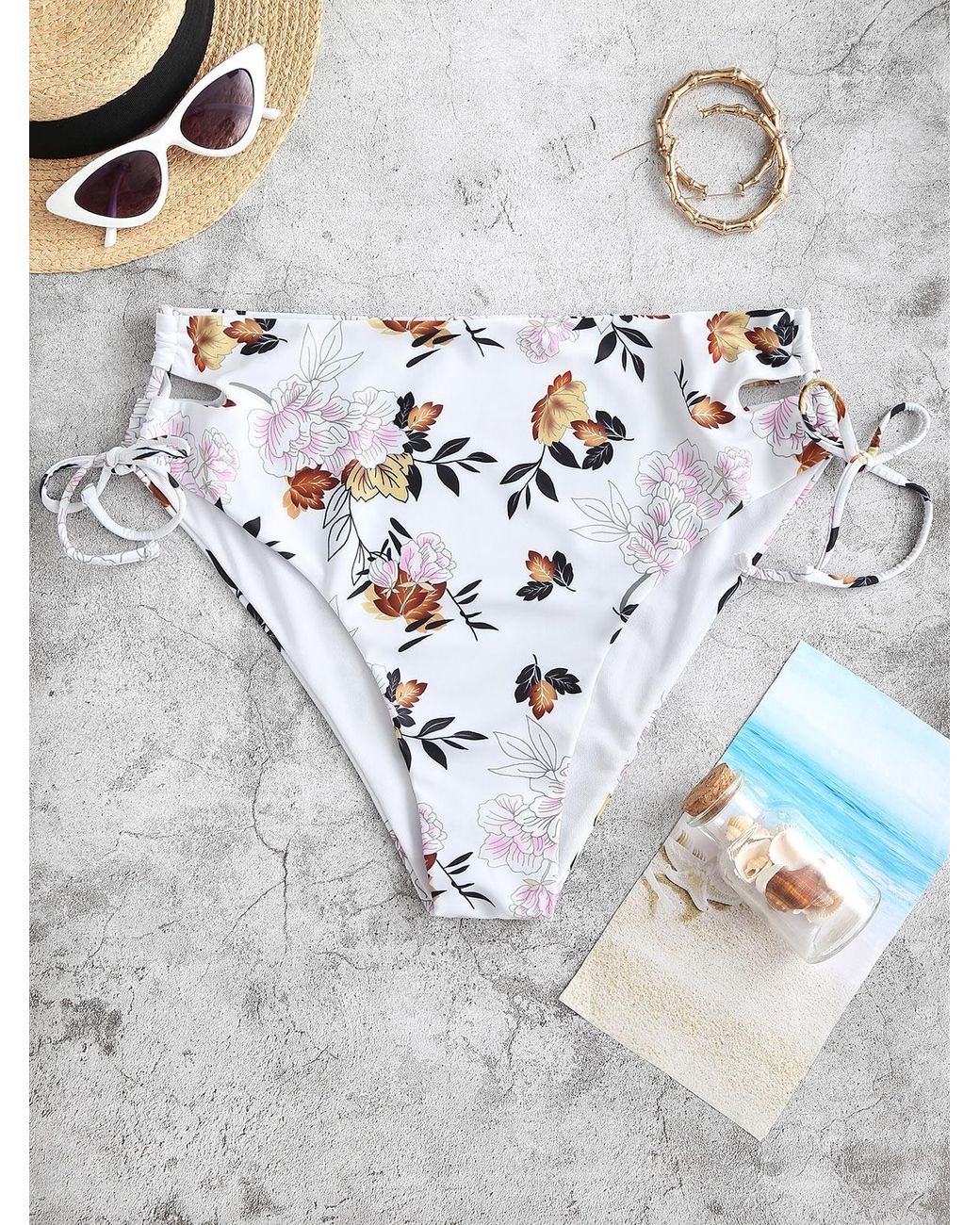 Bottom bikini de talla grande con cordones florales xl de Zaful de color  Amarillo | Lyst