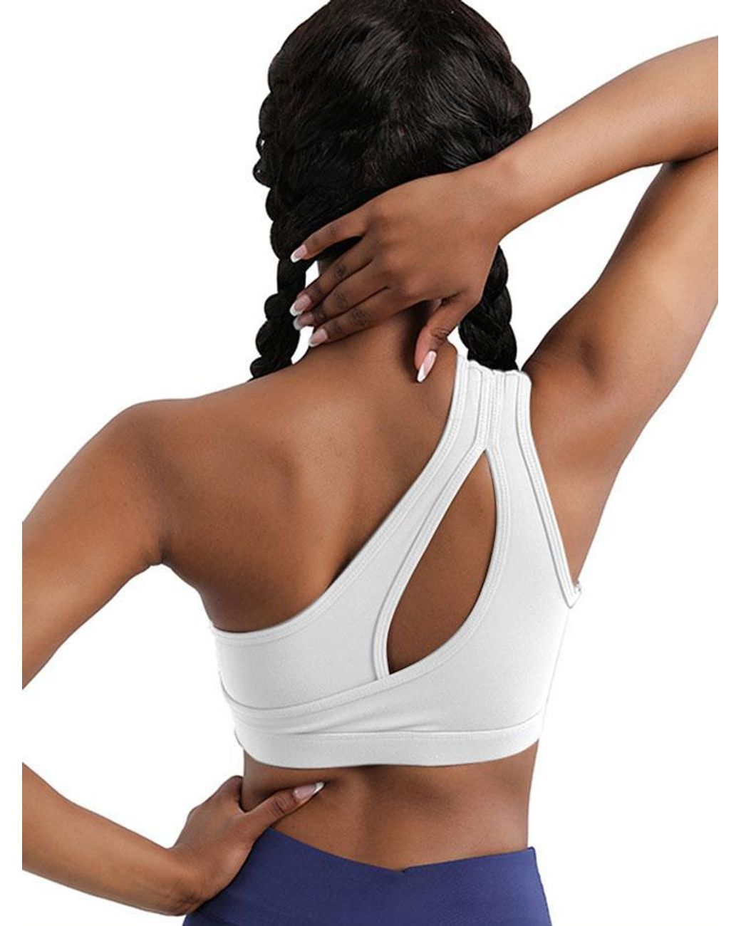 Zaful Synthetic Activewear Asymmetrical One Shoulder Cut Out Sports Bra in  White | Lyst UK