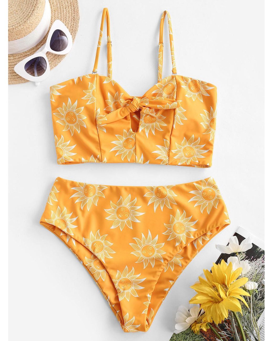 sun star moon lattice underwire tankini swimsuit