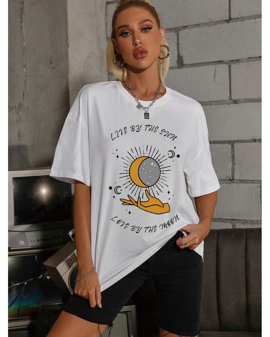 Camiseta hombro caído diseño impreso sol luna Zaful de hombre de color  Blanco | Lyst