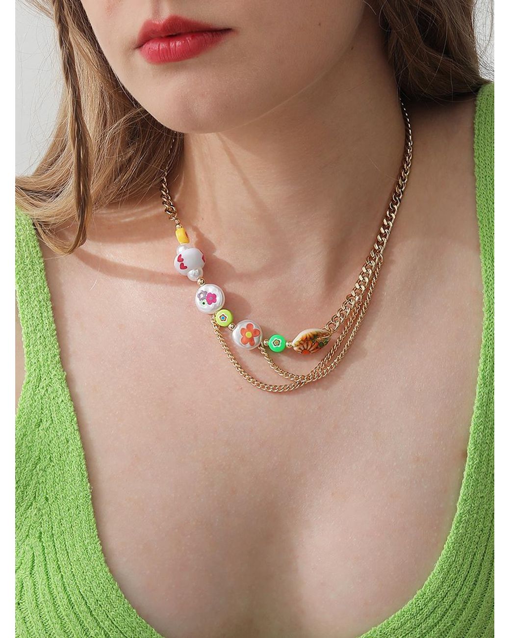 Collar con perlas de imitación en forma de corazón de Zaful de color Neutro Mujer Joyería de Collares de 