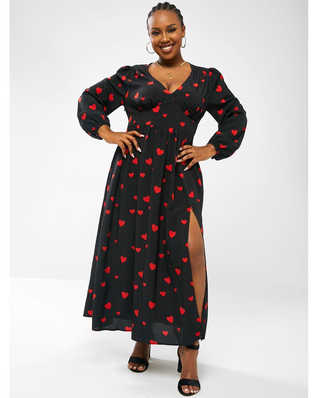 lantern sleeve plus size dress