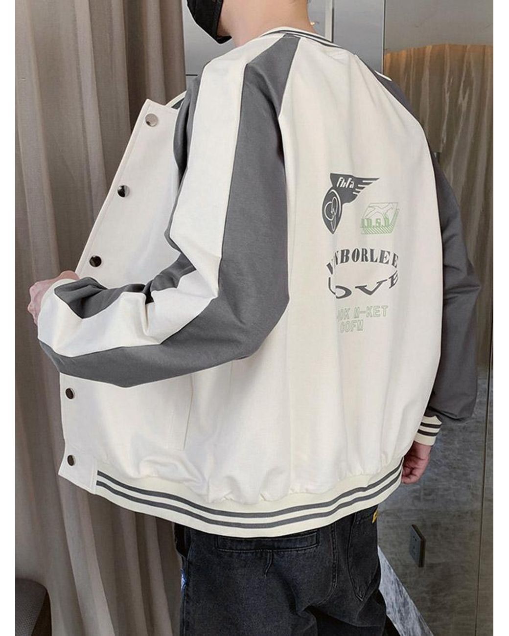 Zaful Men's Striped Two Tone Snap Button Graphic Baseball Varsity Jacket in  White for Men | Lyst