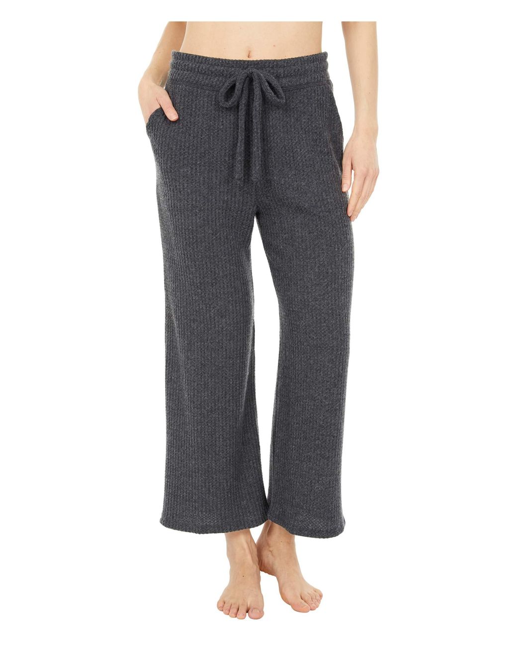Beyond Yoga Synthetic Waffle Knit Wide Leg High Waisted Cropped Sweatpants in Gray - Lyst