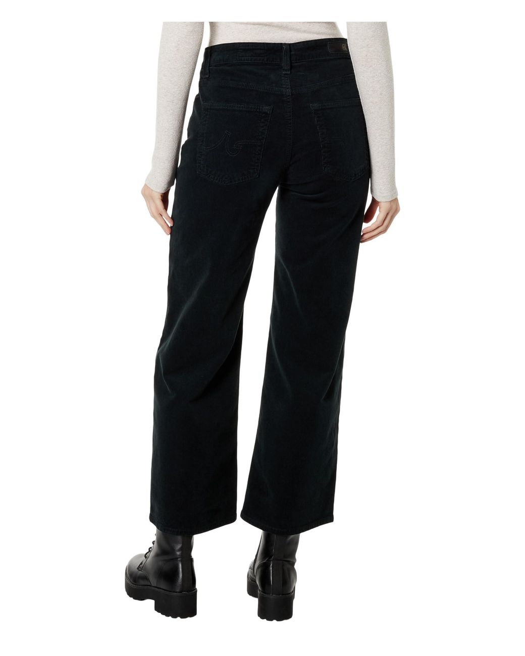 AG Jeans Saige High-rise Wide Leg Crop In Sulfur Smooth Slate in Black |  Lyst