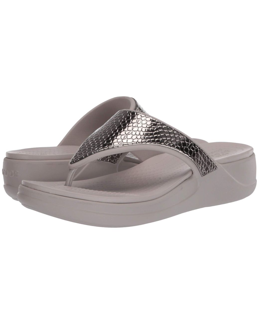crocs monterey metallic wedge flip