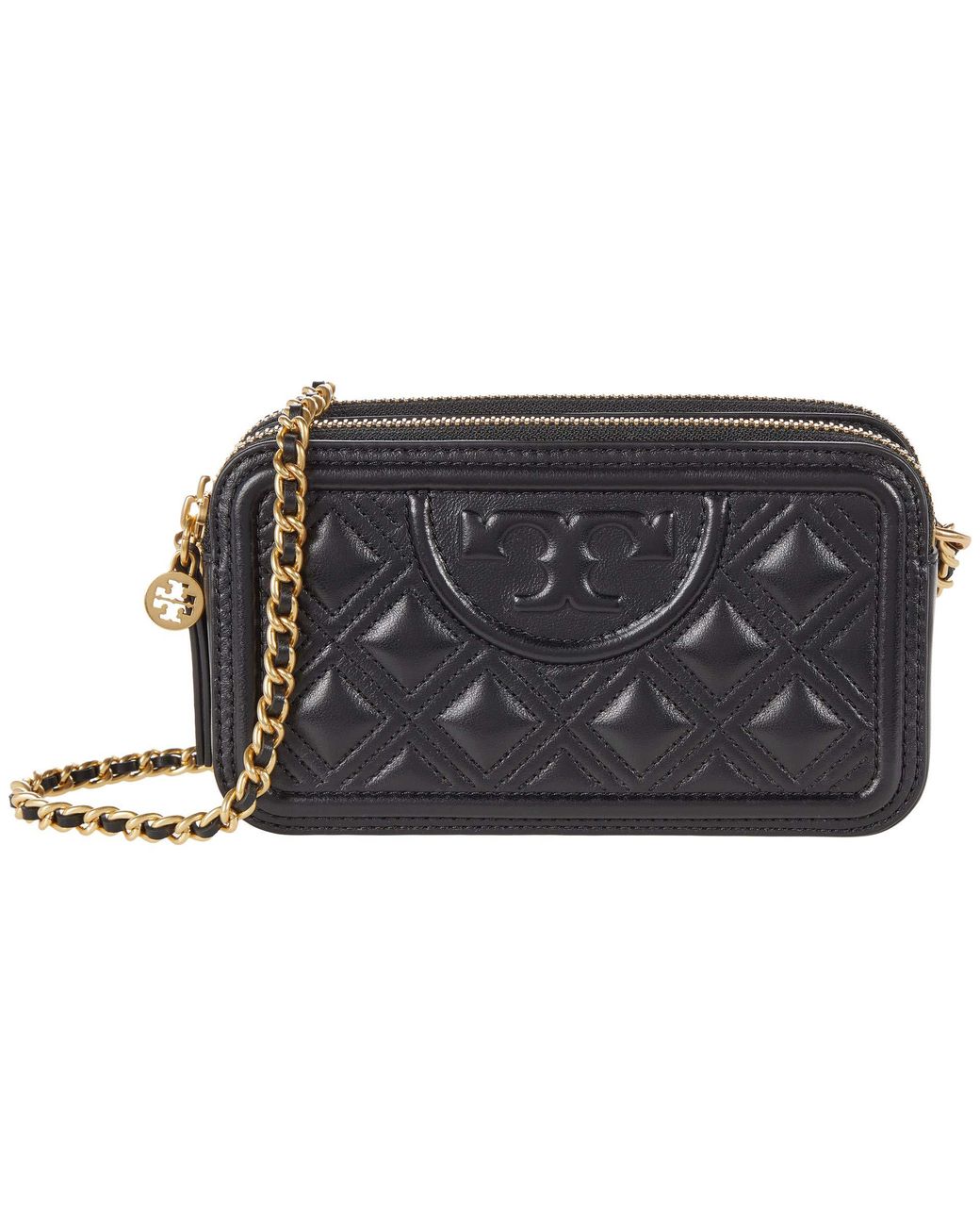 Tory Burch Leather Fleming Doublezip Mini Bag Handbags in Black Lyst