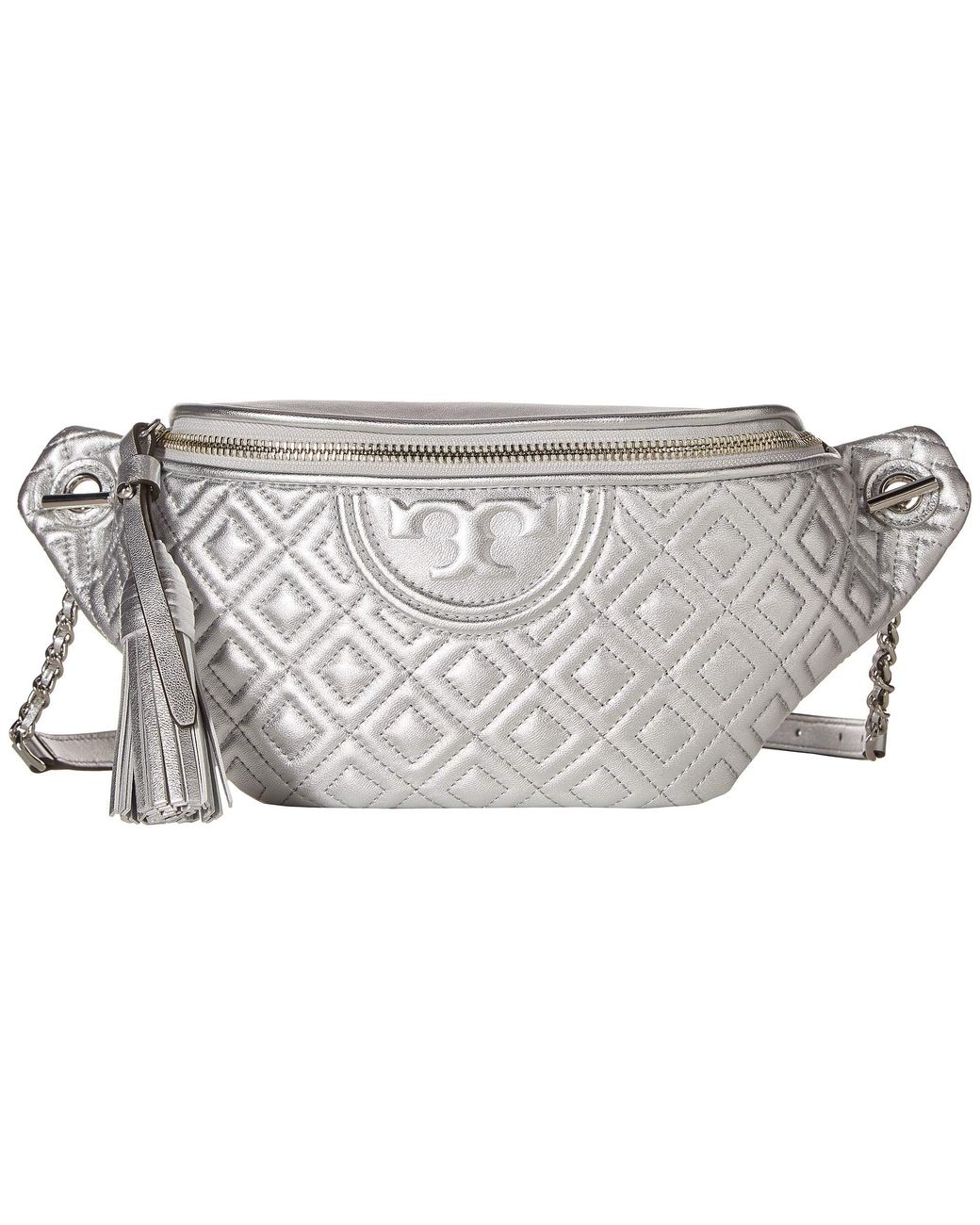 Tory Burch Fleming Metallic Belt Bag (silver) Handbags Lyst