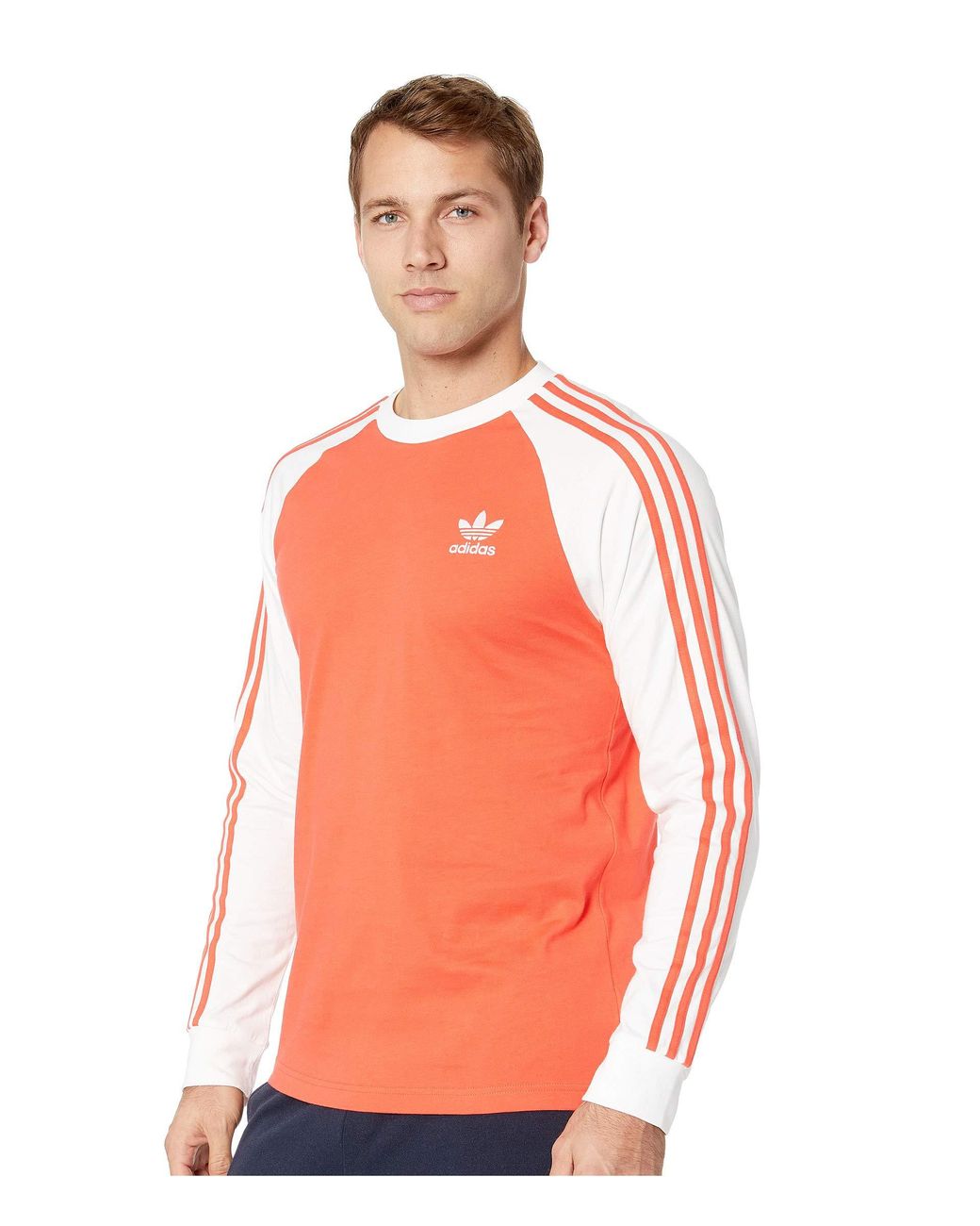 adidas Originals Cotton 3-stripes Long Sleeve Tee (shock Pink) Men's T  Shirt in Bright Red (Red) for Men | Lyst