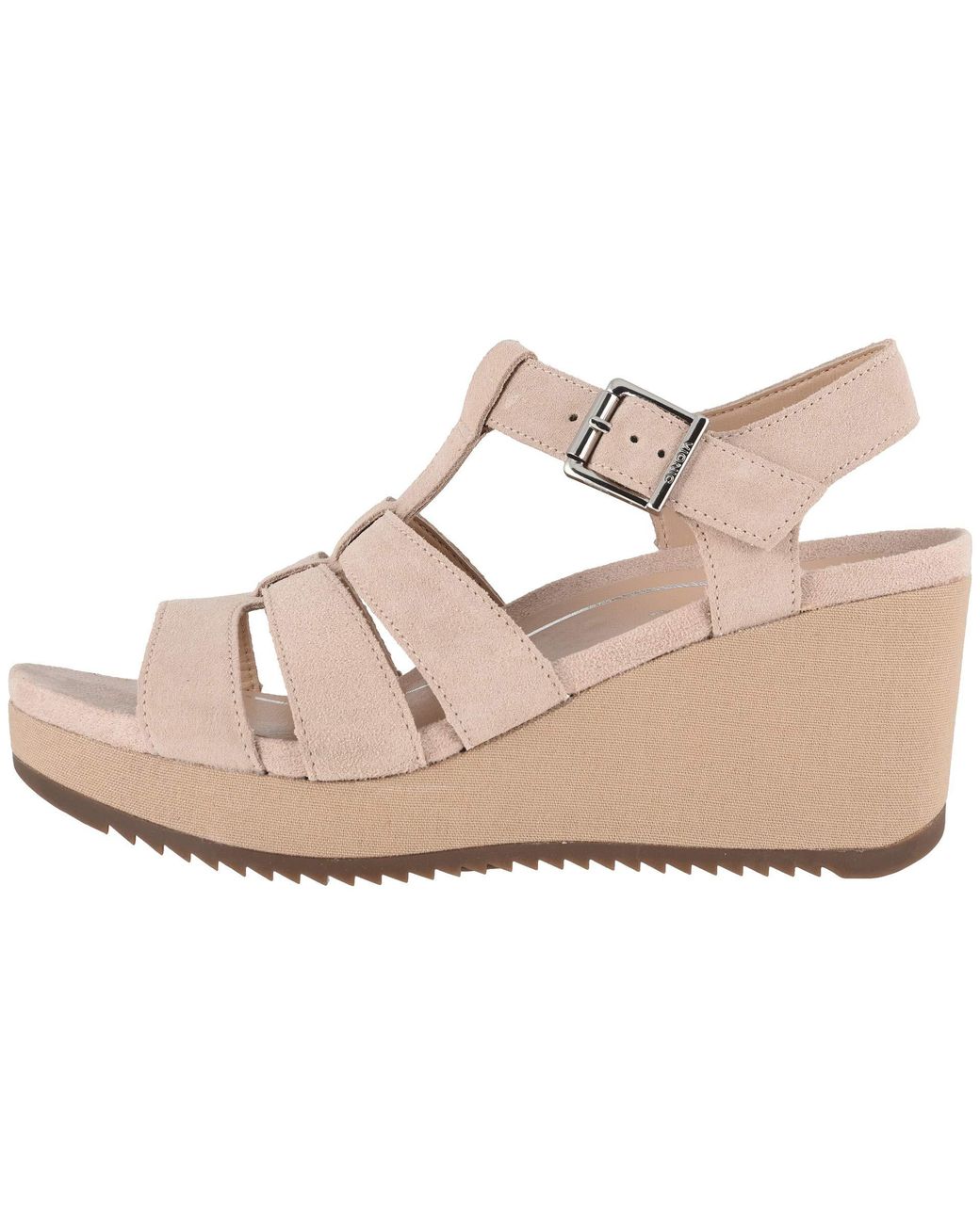 Vionic Tawny Suede Platform Wedge Sandals in Natural | Lyst
