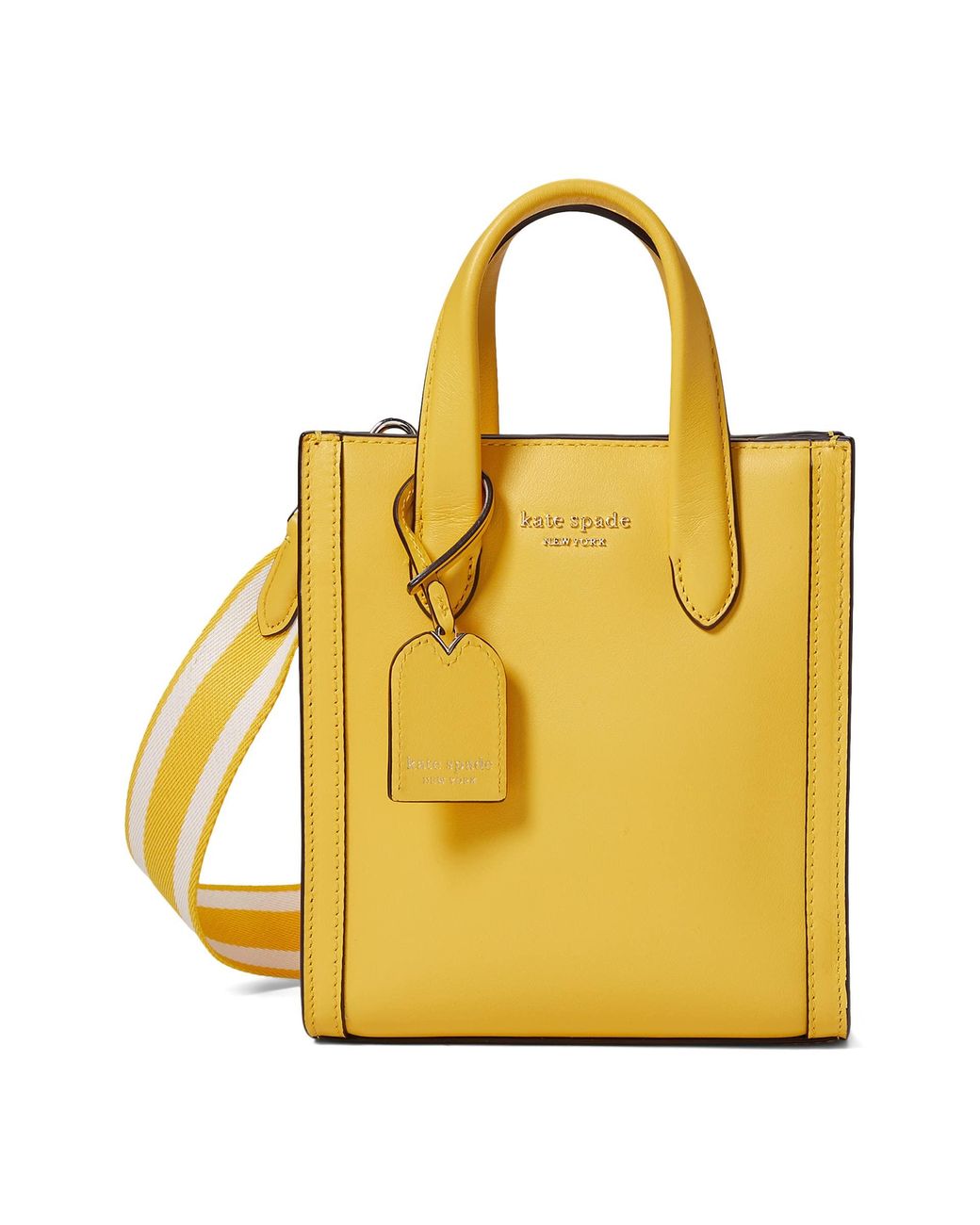 Kate Spade Manhattan Smooth Leather Mini Tote in Yellow | Lyst