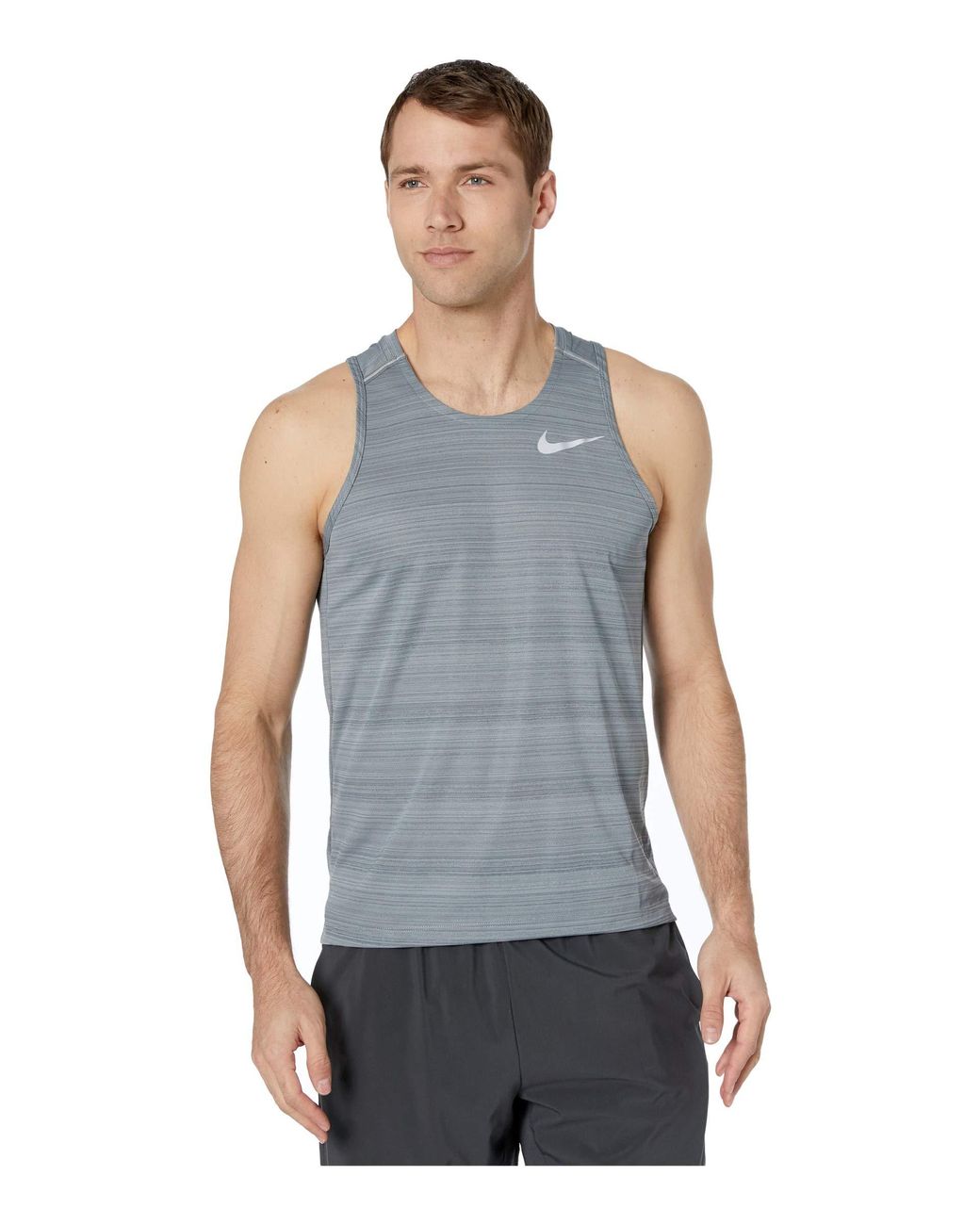 Nike Synthetic Dry Miler Tank Top in Gray for Men Save 46 NIKE MILLER DRI Fit Running Tank Top Charcoal Grey Mens