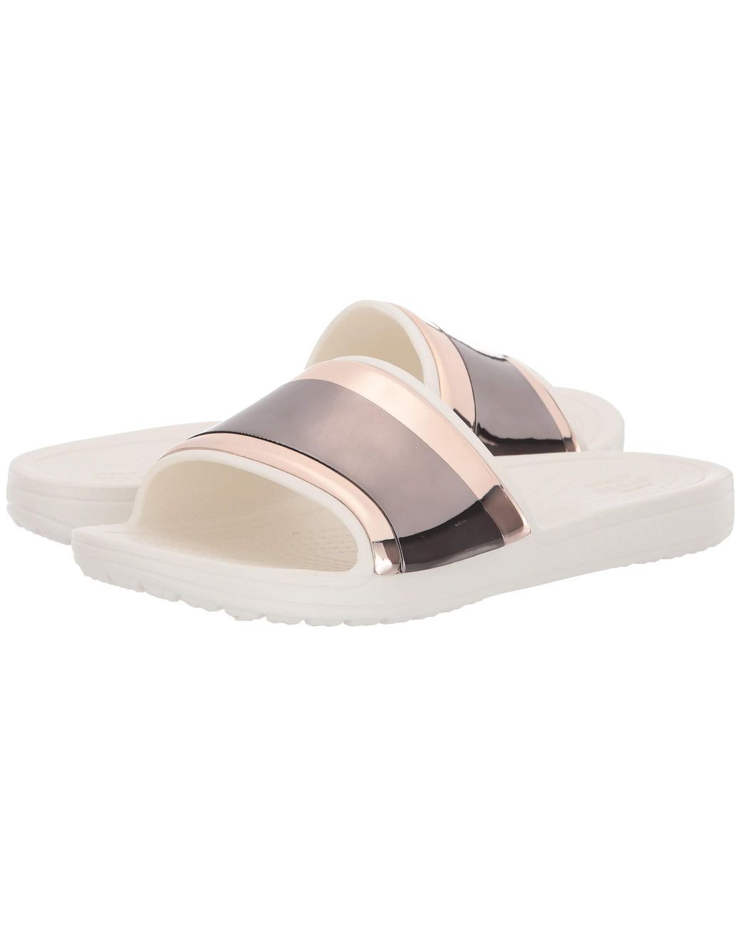 Crocs™ Synthetic Sloane Metal Block Slide (multi Rose Gold/oyster) Women's  Slide Shoes in Metallic | Lyst