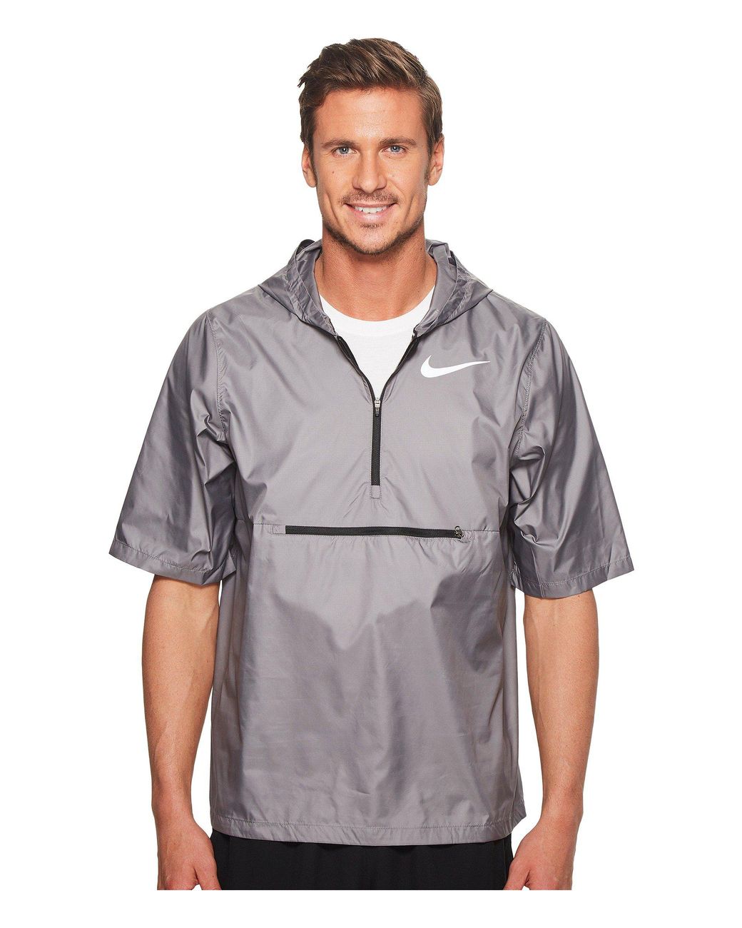 Nike Shield Short Sleeve Running Jacket in Gray for Men | Lyst