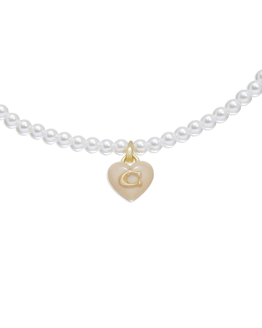 COACH Resin Heart Choker Necklace in Metallic Lyst