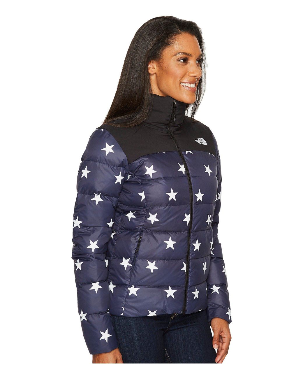 The North Face International Collection Nuptse Jacket (cosmic Blue Star  Print) Women's Coat | Lyst