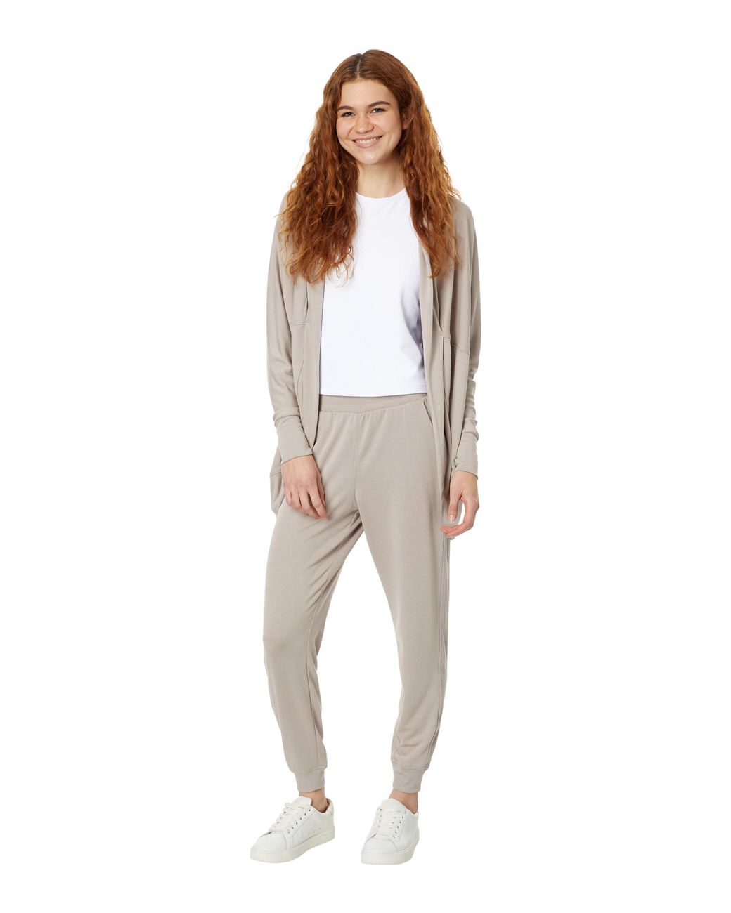 Jockey 3-piece French Terry Yoga Cocoon Wrap, Tank Joggers in Natural