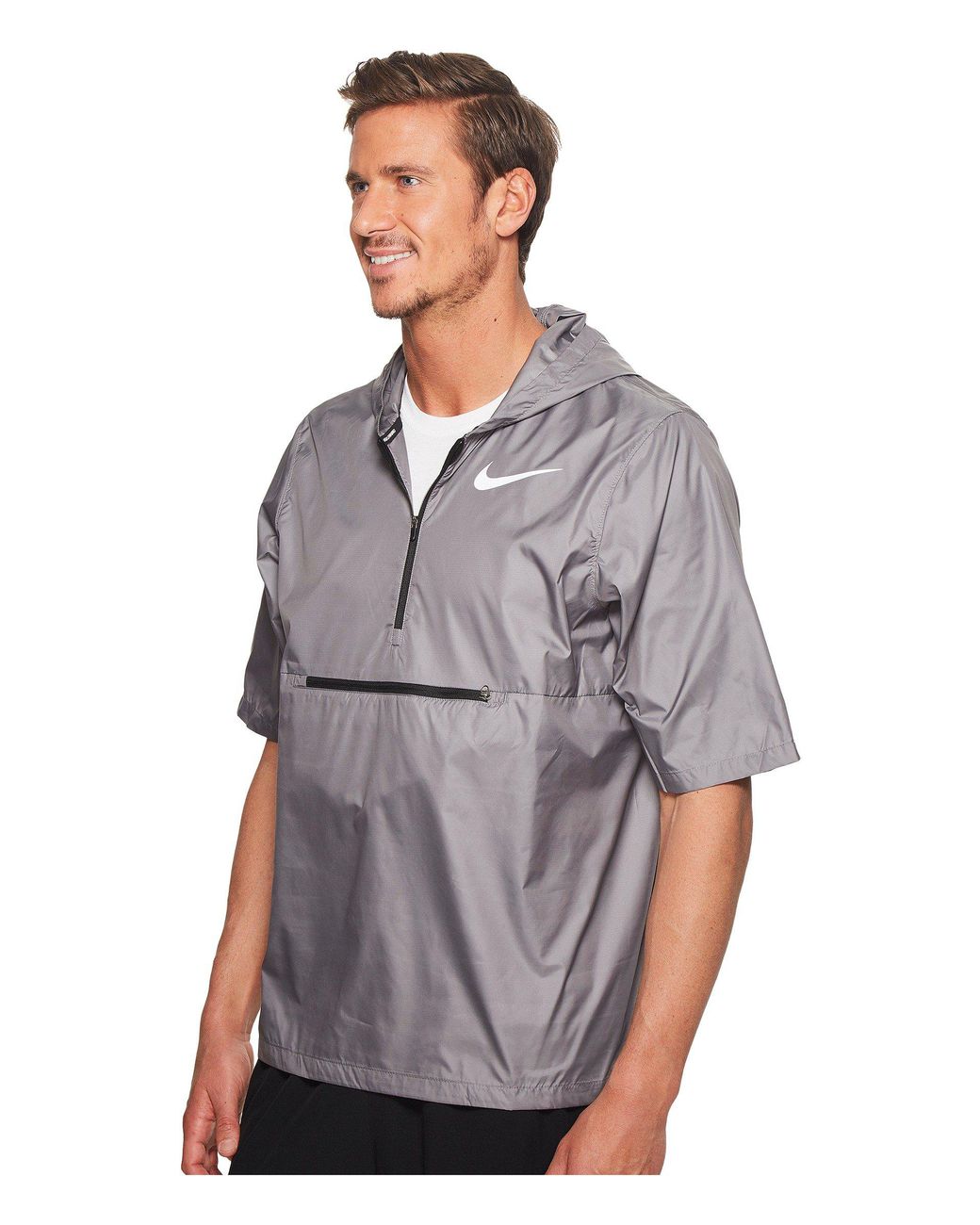 Nike Shield Short Running Jacket in Gray Lyst