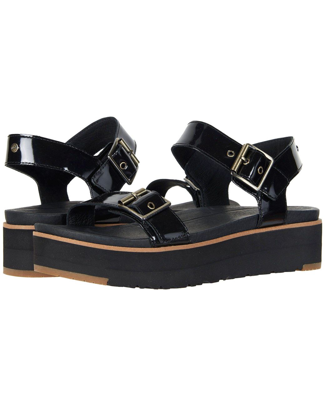 UGG Leather Angie (black) Women's Sandals | Lyst