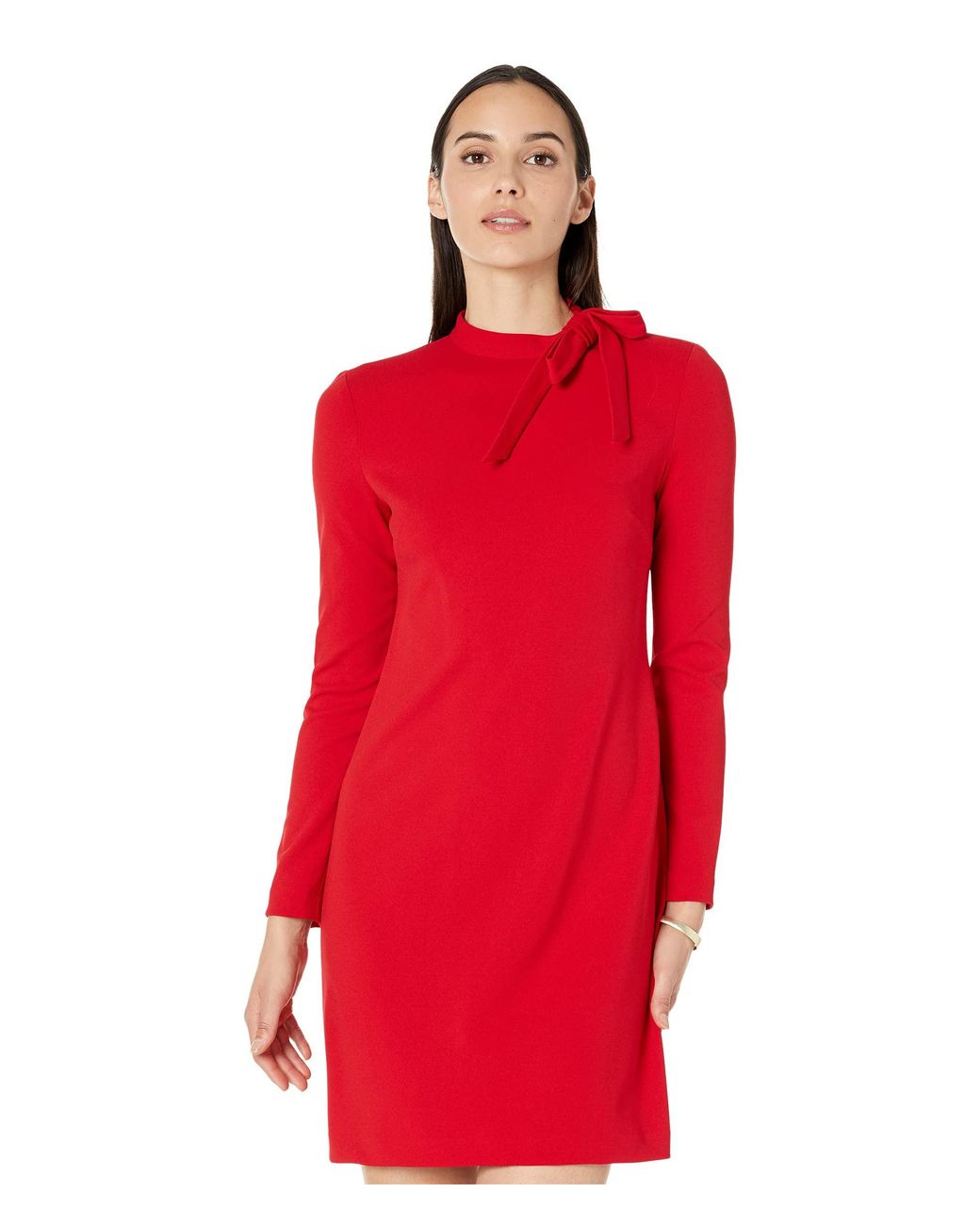 Calvin Klein Long Sleeve With Neck Bow in Red | Lyst