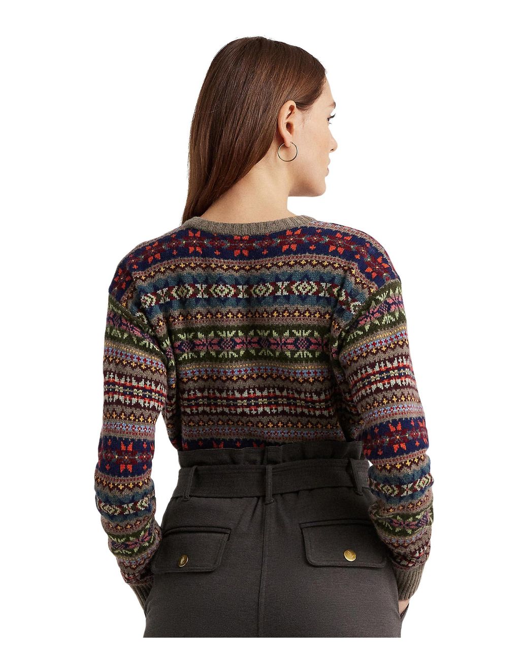 Lauren by Ralph Lauren Petite Fair Isle Wool Blend Sweater in