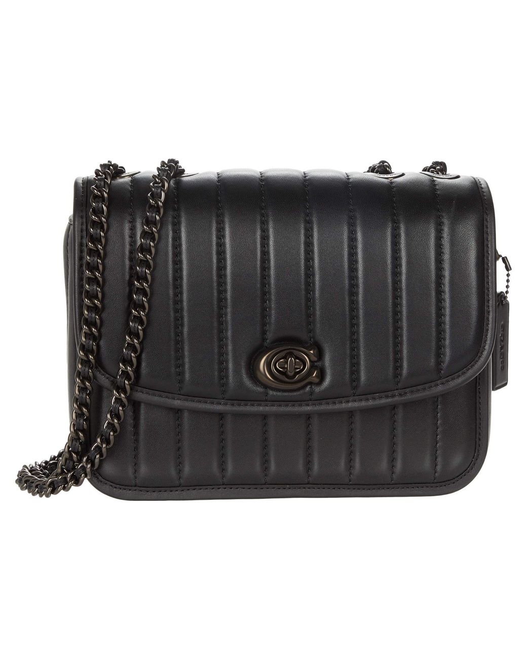 COACH Quilted Leather Madison Shoulder Bag in Black | Lyst